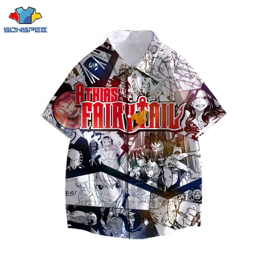 Anime Fairy Tail Shirt 3D Print Summer Oversized Hawaiian Short Sleeve Shirts Men Women Sea Beach Blouse-image-OPC-PBR6B5N-NEW