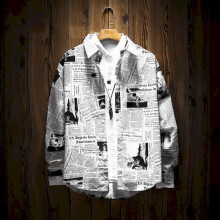 Newspaper shirt men's shirt long-sleeved loose couple shirt student all-match shirt streetwear