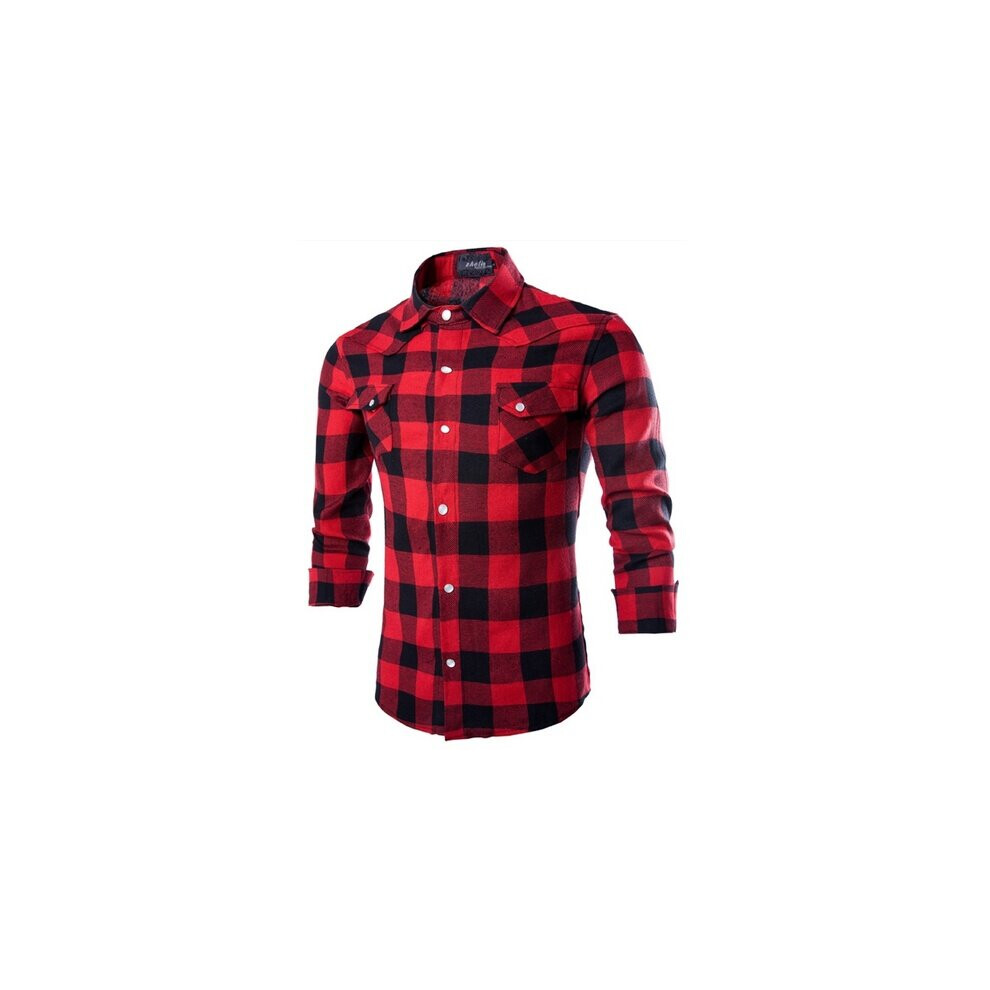 Men's Plaid Flannel Shirt Spring Autumn Male Regular Fit Casual Long-Sleeved Shirts For-image-OPC-PBR6DFT-NEW