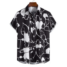 Summer Youth Red Print Polo Shirt Casual Loose Top Menswear