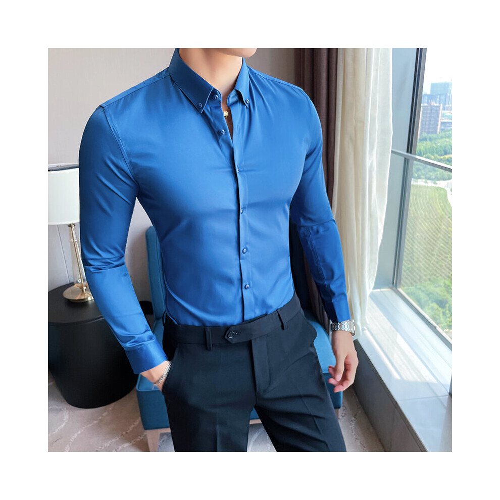 Small Size Slim Fit Men's Long Sleeve Button Casual Shirts-image-OPC-PBR6FDX-NEW