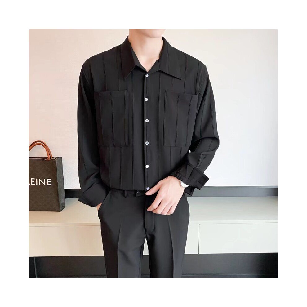Spring Black/White Shirts Men Slim Social Mens Dress Shirts Loose Long Sleeve Shirts Mens Formal Shirts M-2XL-image-OPC-PBR6G7F-NEW