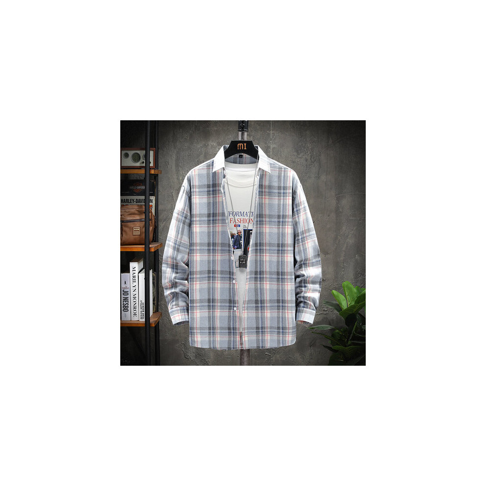 Legible Spring Autumn Casual Plaid Shirt Men Loose Fit Long Sleeve Shirts Men Turn-down Collar Shirts-image-OPC-PBR6G5P-NEW