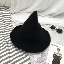 Halloween Witch Hat Tip Pointed Wool Bowler Hat Autumn and Winter Hat
