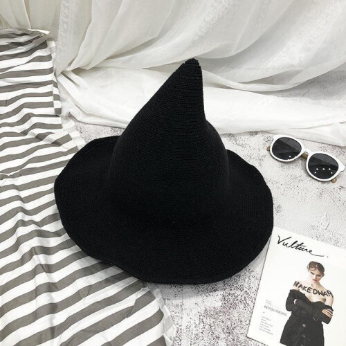Halloween Witch Hat Tip Pointed Wool Bowler Hat Autumn and Winter Hat