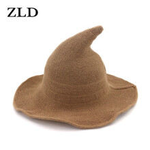 Modern Witch Hat Men and Women'S Wool Knit Hat Halloween Solid Girlfriend Party Cap Church Hats Women