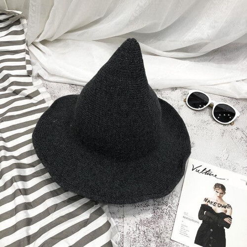 Halloween Witch Hat Tip Pointed Wool Bowler Hat Autumn and Winter Hat 1