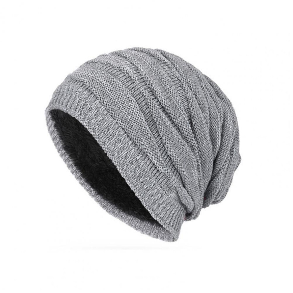 Men Cap Thick Hat Rhombus Pattern Stretchy Windproof Solid Cap