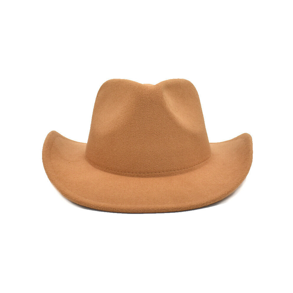 Vintage Womem Men Western Cowboy Hat With Wide Brim Cowgirl Jazz Cap Unisex Wool Fedora Hats Caps-image-OPC-PBR6HH7-NEW