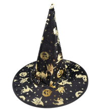 Party Hat Witch Hat Cartoon Printed Adult Costume Wizard Hat Magican Hat Hat Halloween Witch Hat Halloween Witch Costume