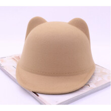 Plain Wool Cat Ears Equestrian Cap Parent-child Cap Flat Brim Horseman Trilby Hat for Men Women Children Boys Girls