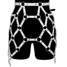 Leather Harness Hollow Out Mesh Cage Skirt Punk Sexy Mini Pencil Skirt Bdsm Body Bondage Garter Stockings Belt Exotic Costumes