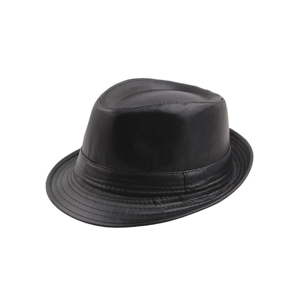 PU Leather Fedora Hat For Men High Outdoor Street Hip Hop Dad Caps Retro Male Jazz Hats Solid-image-OPC-PBR6HRG-NEW