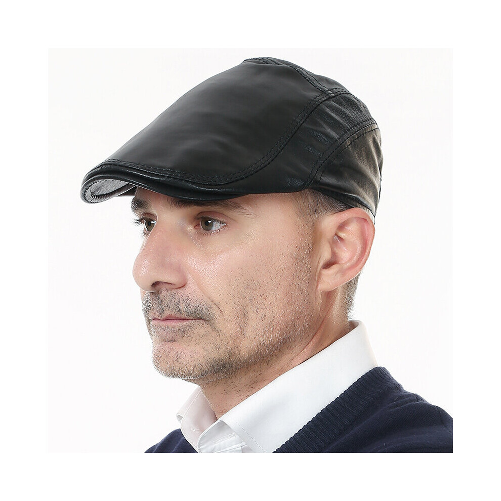 Arrival Autumn and Winter Leather Hat Female Peaked Cap Elderly Leather Hat Male Visor Hat Year Gift B-7374-image-OPC-PBR6HZC-NEW
