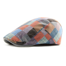 Spring Summer Plaid Newsboy Caps Men Cotton Flat Peaked Cap Women Painter Beret Hats 12