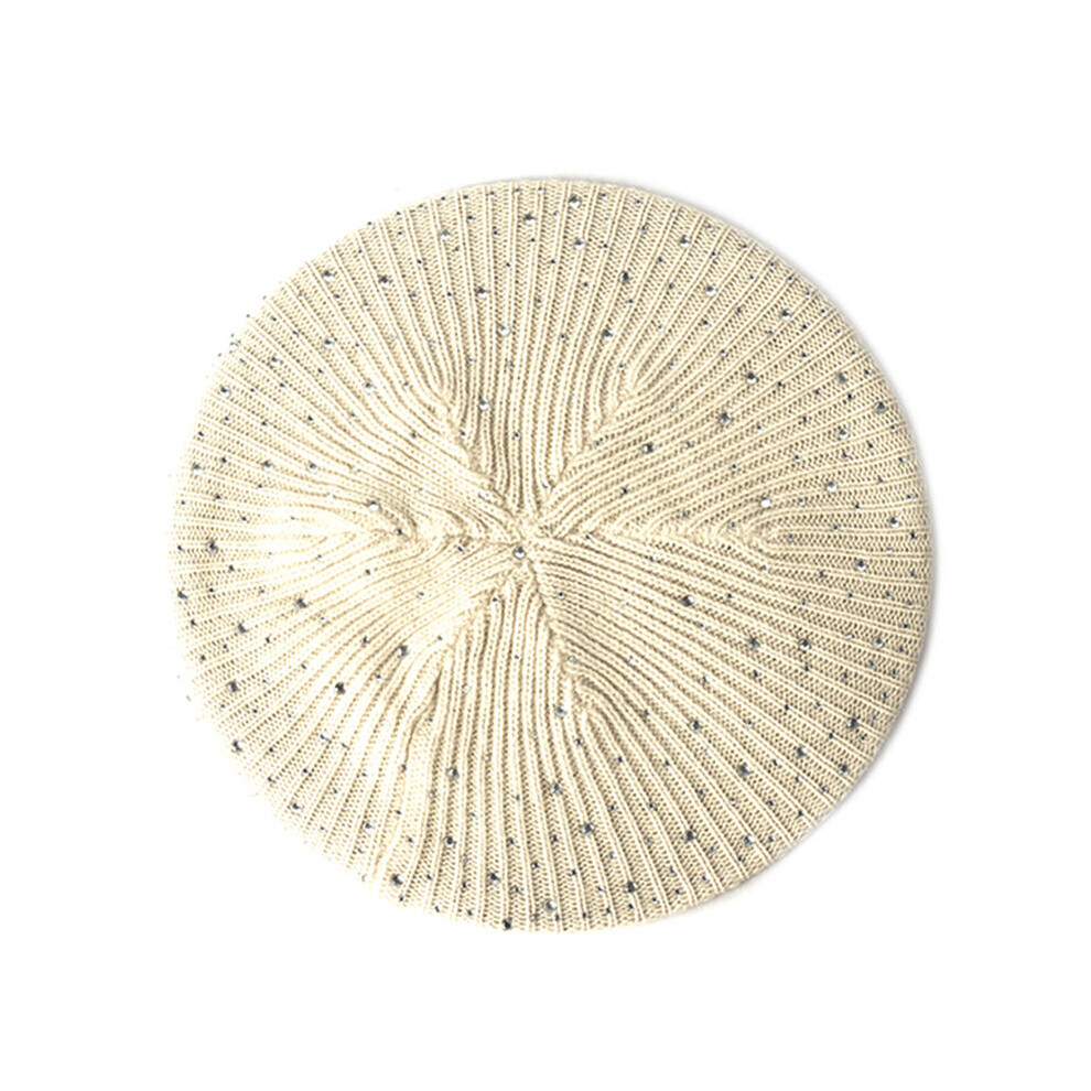 Women Autumn Winter Beret Hat Female Knitted Casual berets Rhinestone Sequins Caps Solid Gorros-image-OPC-PBR6J7C-NEW