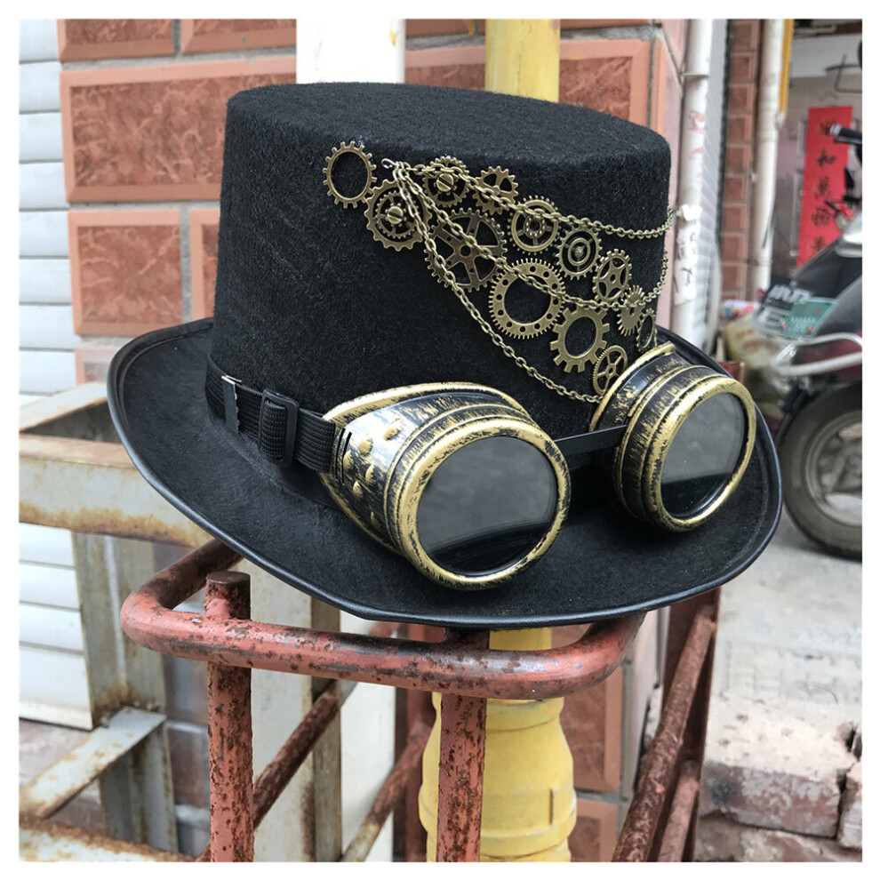 Unisex Men Women Steampunk Top Hat With Gear Glasses Stage Magic Hat Cosplay Hat Size Steampunk Hat on OnBuy