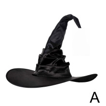 Unisex Halloween Angled Witch Hat Folds Wizard Hat Men Women Party Headgear Cosplay Festivals Party Props Decor