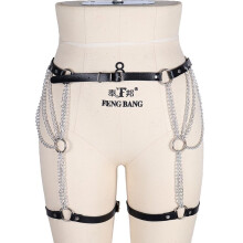 Leather Body Harness Garter For Women Goth Sexy Stockings Waist To Buttocks Bondage Sword Belt Erotic Lingerie NightClub Clothes