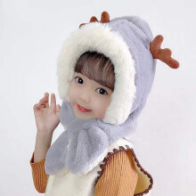 One-piece Warm Scarf Ear Hats Windproof Deer Elk Antlers Children Hat Scarf Cap Beanies Xmas Soft Plush Protect Neck Cover