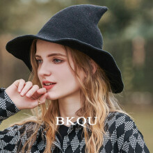 Knitted Red Halloween Hat Women's Winter Wool Pointy Witch Hat Warm Thickened Wool Foldable Magic Hats for Women Men Girls Boys
