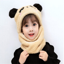 Kids Winter Fuzzy Plush Balaclava Hat Cartoon Panda Rabbit Windproof Full Cover Earflap Hood Cap Neck Warmer Scarf
