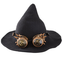 Unisex Halloween Peaked Witch Hat Goggles Decor Wizard Hat Men Women Party Headgear Cosplay Cap Festivals Party Props