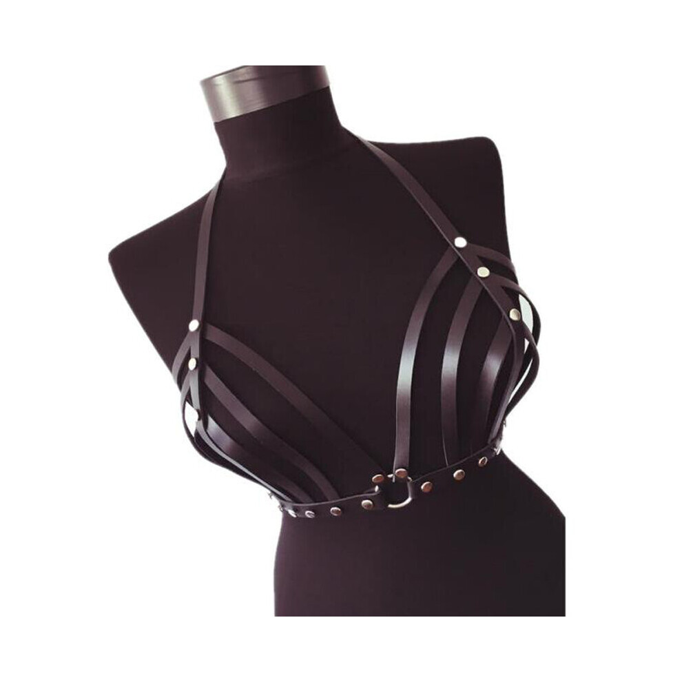 Black Women Sexy Harajuku Garters Faux Leather Body Bondage Cage Sculpting Harness Waist Belt Bra Straps Suspenders Belt For Women