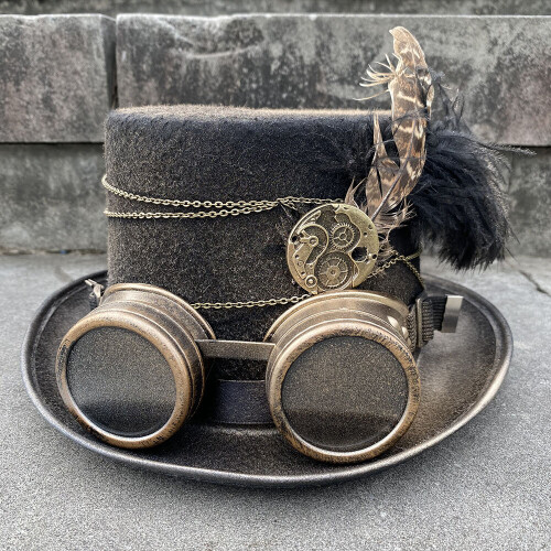 Steampunk Hat Men Women Steampunk Top Hat With Gear Glasses Stage