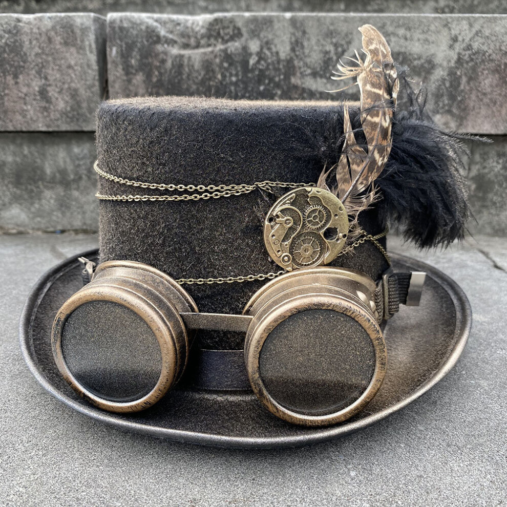 Steampunk Hat Men Women Steampunk Top Hat With Gear Glasses Stage Magic Hat Performance Hat Size on OnBuy