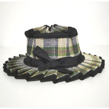 Explosions Ins 22SS lorna series versatile retro plaid for boys and girls Straw hat with short brim Kid Sunscreen cap