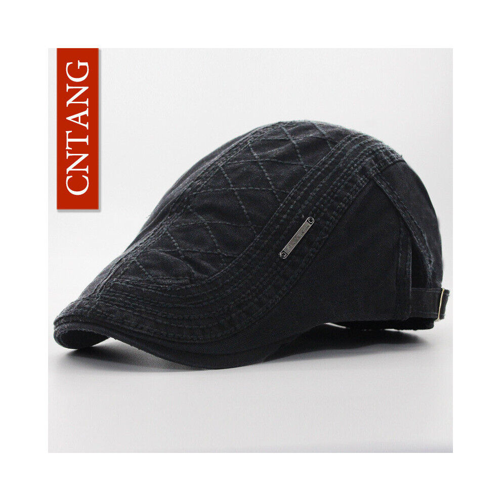 Spring Autumn Cotton Beret Casual Visor Cap For Men Vintage Button Flat Hat Men's Caps Adjustable Flat Berets-image-OPC-PBR6NX8-NEW