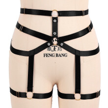 Pink Strappy Garter Belt Women Waist Leg Suspender Caged Punk Gothic Plus Size Elastic Dance Cosplay Clothing Body Harness
