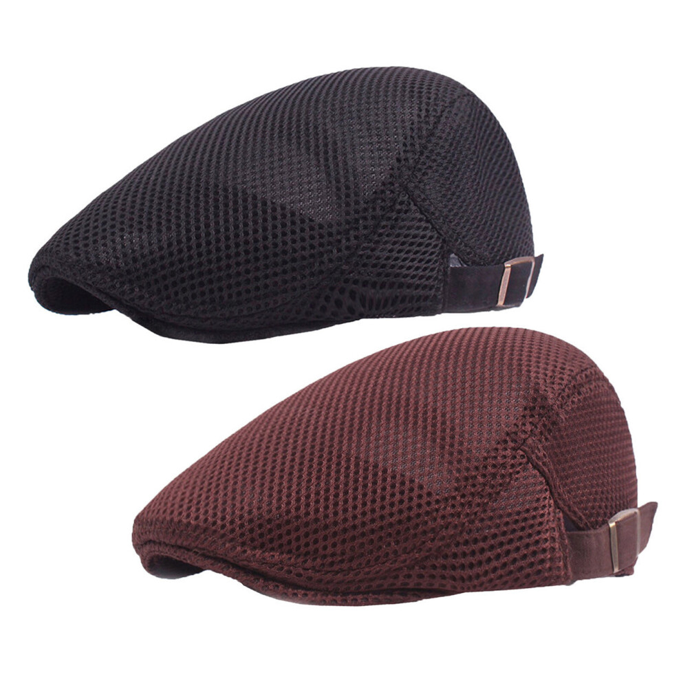 Mesh Beret Slouchy Hat Adjustable Breathable Mesh Caps Summer Men Women Casual Beret Hat Solid Flat Cap Hat-image-OPC-PBR6P6Y-NEW