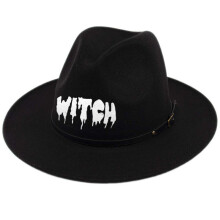 Halloween hat Fedora hat print hat jazz witch hat flat brim skull witch jazz hat fedora hat ????? ???????