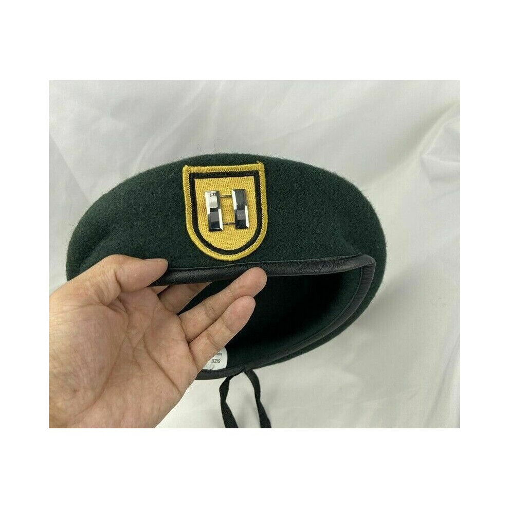 US Army 1th Special Forces Group BLACKISH Green WOOL Beret Officer'S Captain Rank Military Hat-image-OPC-PBR6PPK-NEW