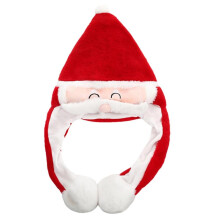 Ear Moving Jumping Hat Red Christmas Hat With Moving Ears Funny Plush Hat Santa Elk Snowman Ear Moving Beanie For Kids