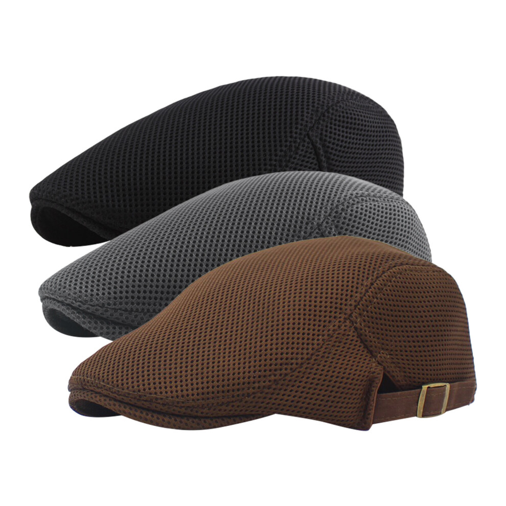 3pcs Newsboy Lightweight Four Season Durable Men Beret Outdoor Adult Adjustable Driver Solid Breathable Mesh Comfortable-image-OPC-PBR6R2M-NEW