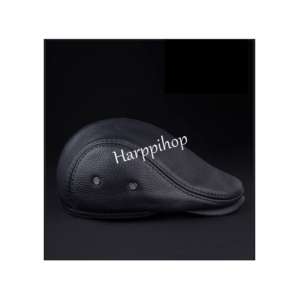 Men's 100% Leather Cap Newsboy Cabbie Hat/ Golf Hat winter warm hats with ears-image-OPC-PBR6R89-NEW