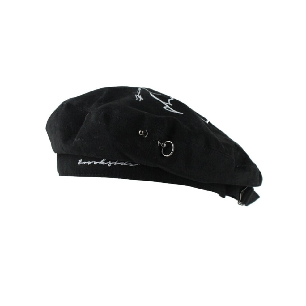 Punk Beret Hat French Casual Beret Hat For Women Punk Hat Painter Hat Adult All-Match Newsboy Hat For Square Face Black