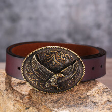 Western cowboy zinc alloy soaring eagle yearning for freedom attitude buckle with leather belt men's and women's denim belt