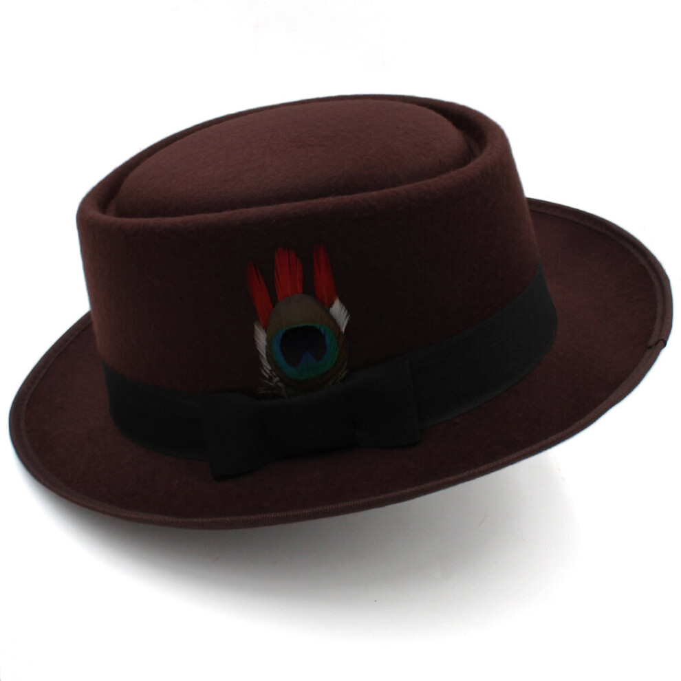 Men Women Pork Pie Hats Fedora Caps Trilby Sunhat Classical Feather Band Retro Jazz Party Travel Street Style Size US 7 1/4 L-image-OPC-PBR6S6M-NEW