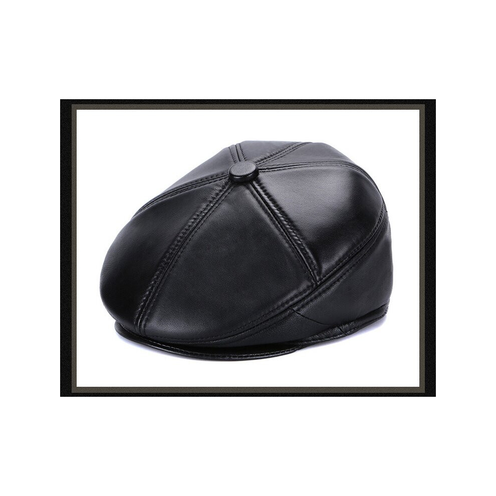 Autumn And Winter Leather Sheepskin Men's Beret Ear Protection Forward Hat-image-OPC-PBR6S88-NEW