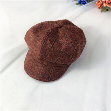 Children's Hat Autumn and Winter Boys Peaked Cap British Plaid Octagonal Hat Style Japanese Style All-Match Girl Beret