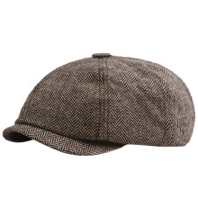 Octagonal Cap Newsboy Beret Hat Autumn And Winter Hats For Women Men British Style Unisex Vintage Striped Print Caps