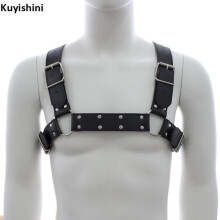 Hip Hop Nightclub Sexy Men Punk Faux PU Leather Adjustable Body Chest Harness Body Bondage Chest Belt Suspenders Braces Pants