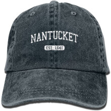 Nantucket Massachusetts Est. 1641 Men's Trucker Cap – Baseball Style Casual Hat (Navy, Natural, Black, Red)