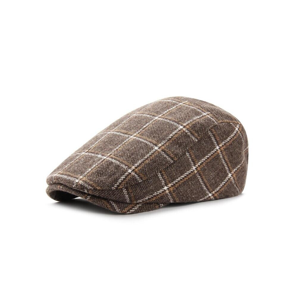 Autumn and winter thick beret male British plaid retro caps female woolen forward hat-image-OPC-PBR6VYK-NEW
