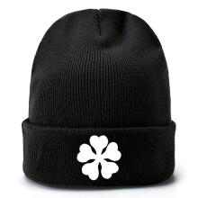 Anime Clover Print Knitted Hat Autumn Winter Wool Cartoon Bouncy Cap Unisex Kids Outdoor Keep Warm Leisure Knit Hats