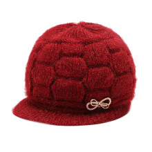 Women Winter Warm Knit Hat Wool Snow Ski Caps With Visor